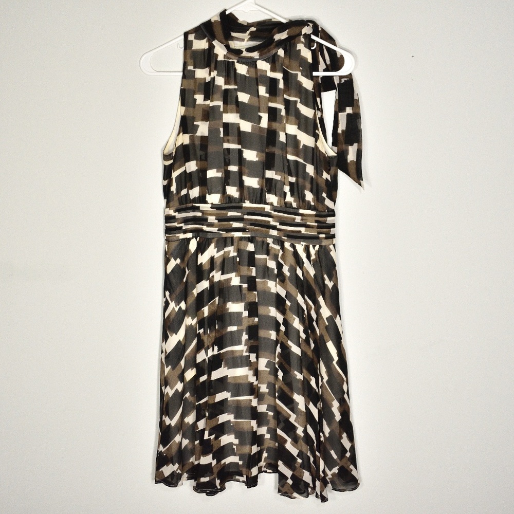 Banana Republic Silk Sleeveless Dress Tie Neck 8P